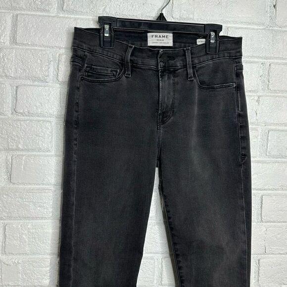 Frame Le Skinny De Jeanne Crop Double Triangle Raw Hem in Tull Gray size 26 - Picture 2 of 7